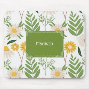Tapis De Souris Green Floral Flowers Mouse Pad!