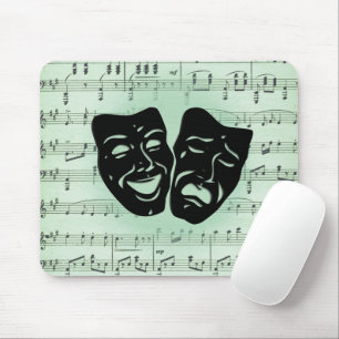 Tapis De Souris Green Music and Theater Greek Masks Tote Bag
