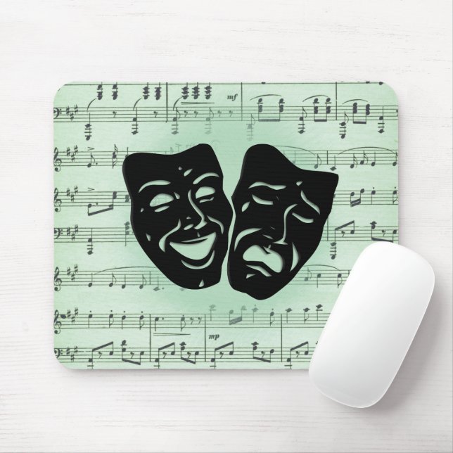 Tapis De Souris Green Music and Theater Greek Masks Tote Bag (Avec souris)