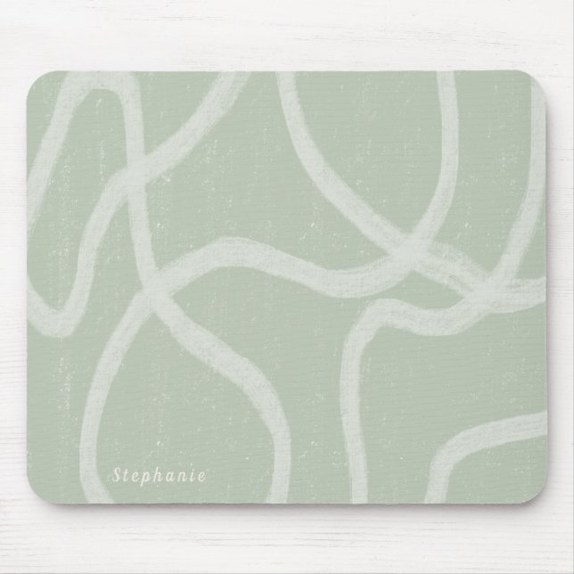 Tapis De Souris Green Sage Blanc moderne abstrait personnalisé Pad (Devant)