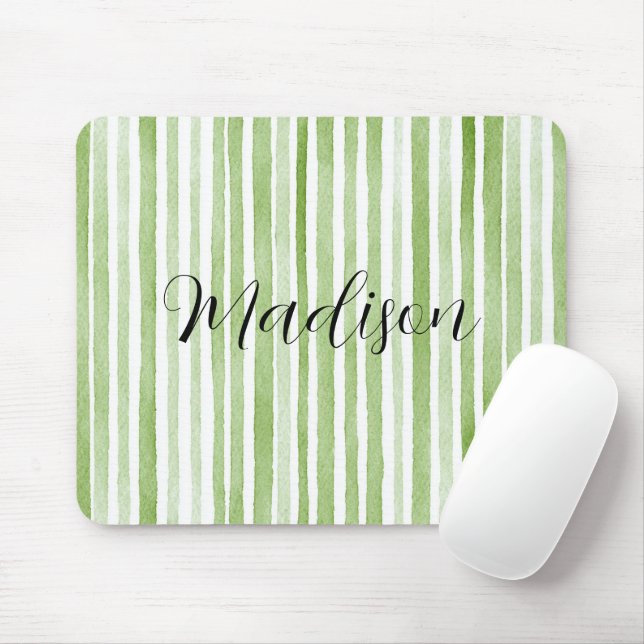 Tapis De Souris Green White Stripes (Avec souris)