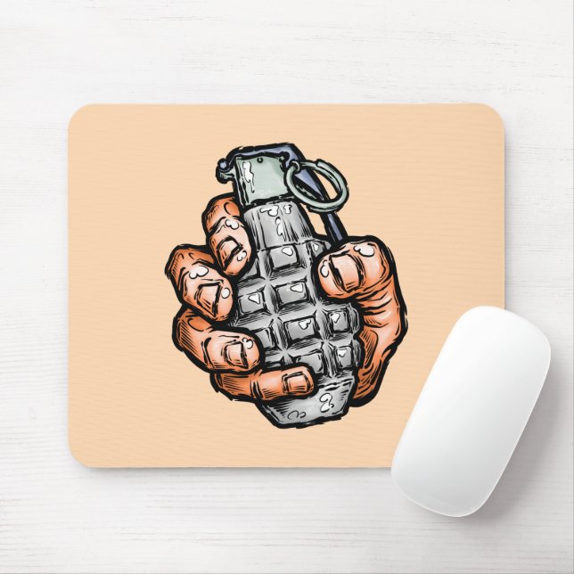 Tapis De Souris Grenade À La Main En Style Bande Dessinée (Avec souris)