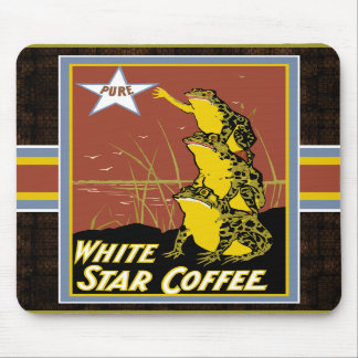 Tapis De Souris Grenouille à café étoile blanche Mousepad