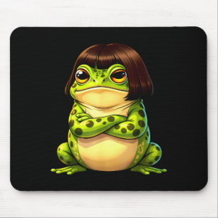 Tapis De Souris Grenouille avec coupe de cheveux bob drôle grenoui