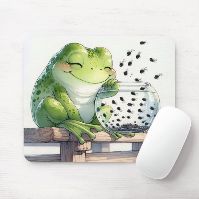 Tapis De Souris Grenouille Avec Têtards Dans La Pêche (Avec souris)