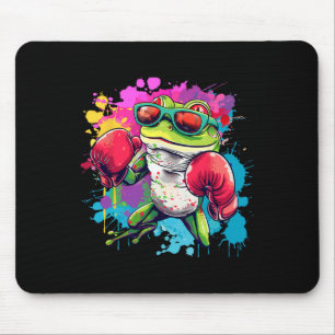 Tapis De Souris Grenouille Boxeur Avec Gants De Boxe Kickboxing Dr