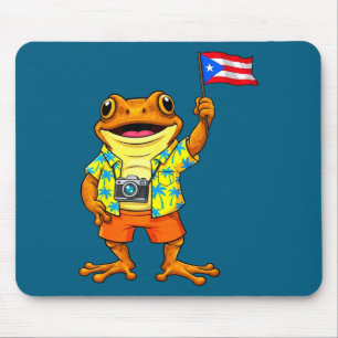 Tapis De Souris Grenouille coqui drôle drapeau de Porto Rico boric
