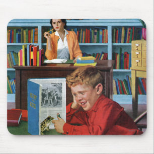 Tapis De Souris Grenouille dans la bibliothèque
