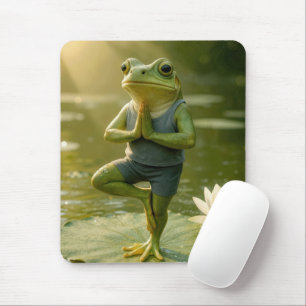 Tapis De Souris Grenouille dans une posture d'arbre de yoga
