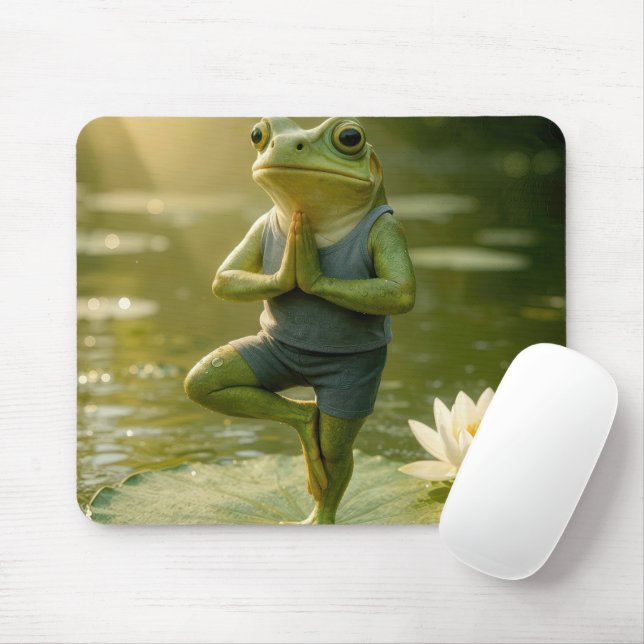 Tapis De Souris Grenouille dans une posture d'arbre de yoga (Avec souris)