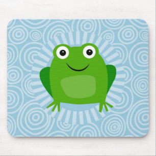 Tapis De Souris Grenouille Drôle - Mignonne Froggy Sur Bleu