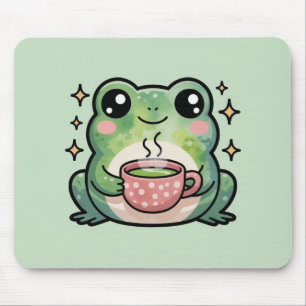 Tapis de souris grenouille matcha kawaii heureux