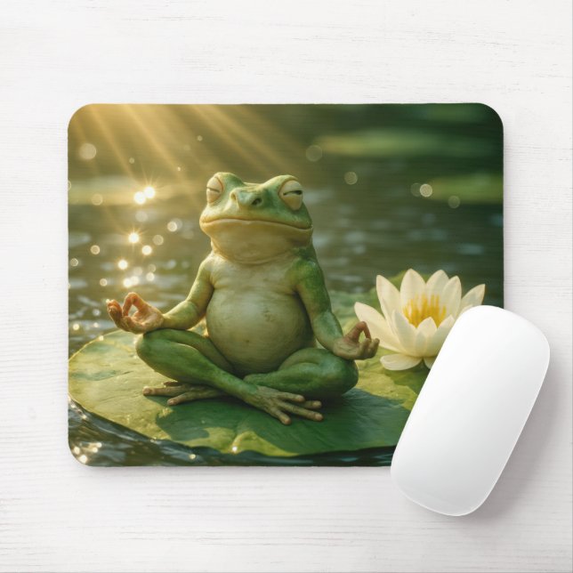 Tapis De Souris Grenouille méditant sur un nénuphar (Avec souris)