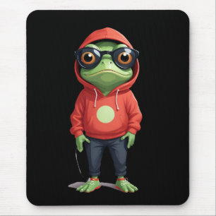 Tapis De Souris Grenouille portant Sweat - shirt à capuche drôle C