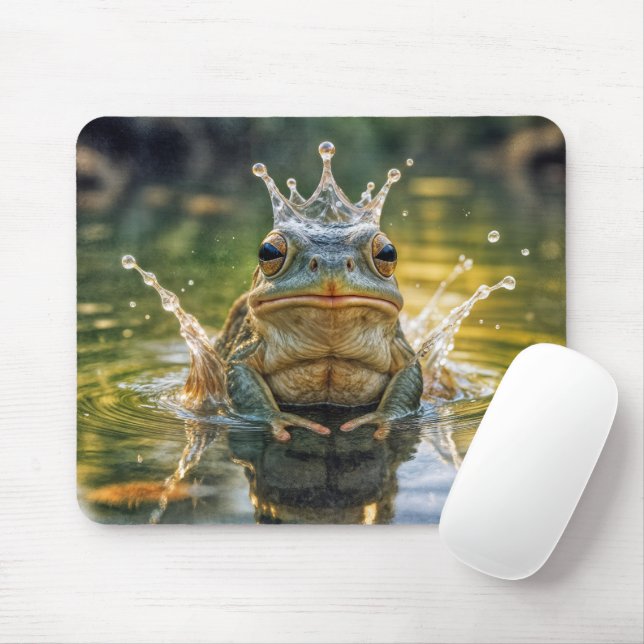Tapis De Souris Grenouille portant une couronne d'eau (Avec souris)