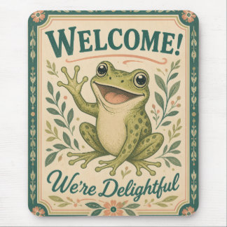 Tapis De Souris Grenouille Rétro Bienvenue Nous sommes Ravissants