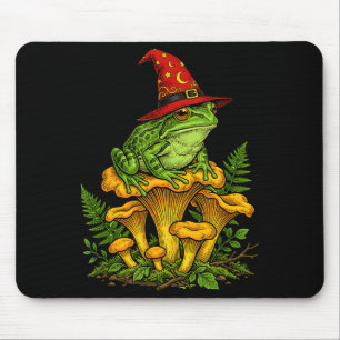 Tapis De Souris Grenouille sorcière assise sur des champignons hal
