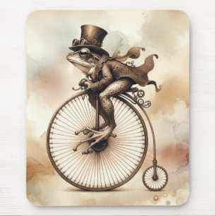Tapis De Souris Grenouille Steampunk équitation d'un vélo de cent-