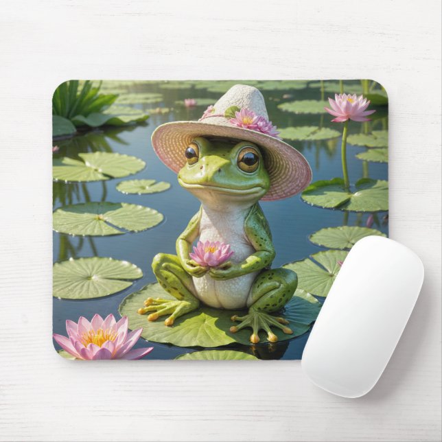Tapis De Souris Grenouille Sur Lily Pad (Avec souris)