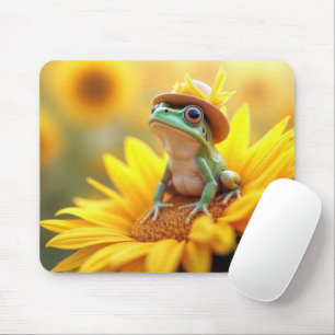 Tapis De Souris Grenouille sur un tournesol