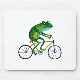 Tapis De Souris Grenouille Sur Vélo