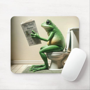 Tapis De Souris Grenouille Verte Assis Sur Toilette