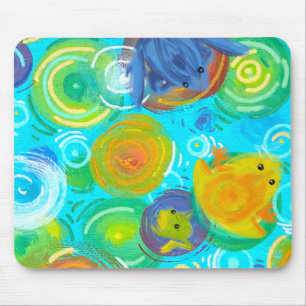 Tapis De Souris Grenouilles de couleur sur de l'eau colorée