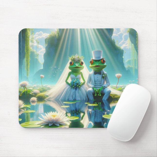 Tapis De Souris Grenouilles mariages sur un tapis de Lily (Avec souris)