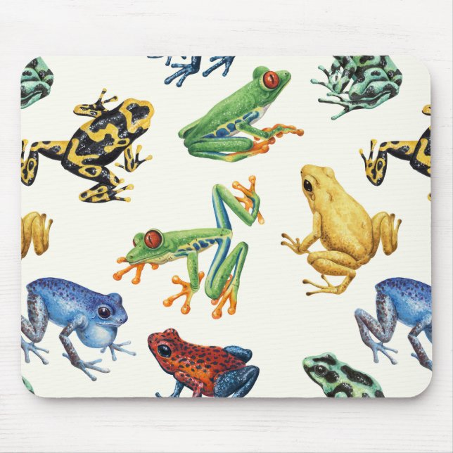 Tapis De Souris Grenouilles sur blanc naturel (Devant)