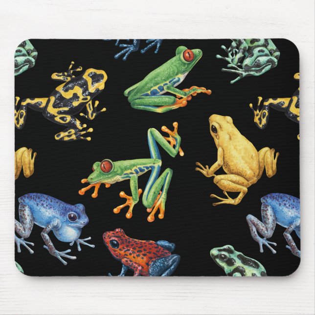 Tapis De Souris Grenouilles sur noir (Devant)