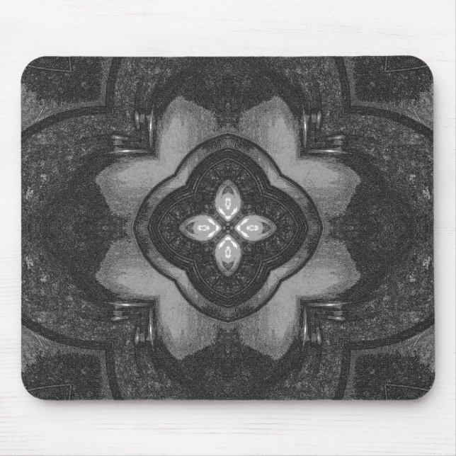 Tapis De Souris Grey Black Pencil Floral Pattern (Devant)