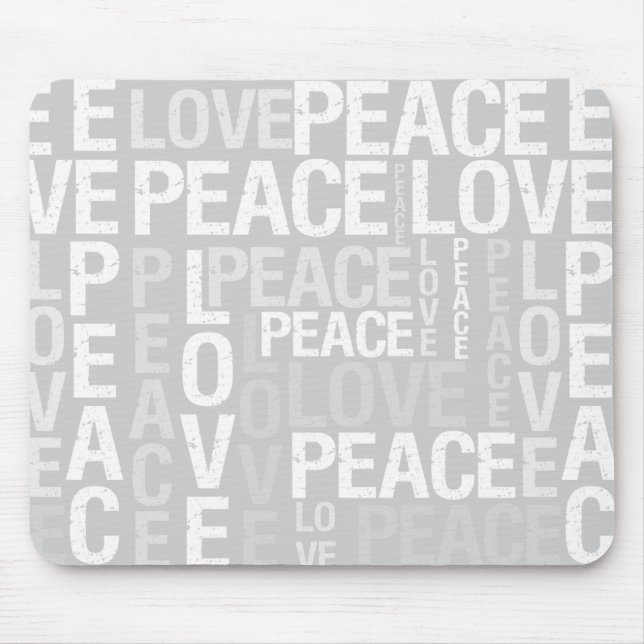 Tapis De Souris Grey Love Typographie de la paix (Devant)