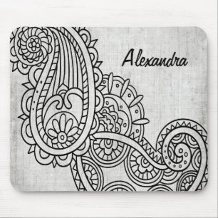 Tapis De Souris Grey Mehndi Motif Mousepad