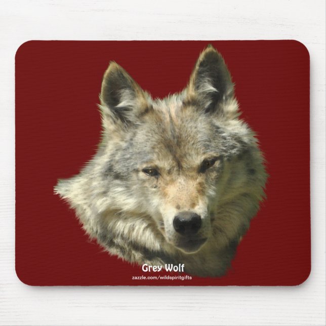 Tapis De Souris Grey Wolf Partisan de la faune Animal Art (Devant)