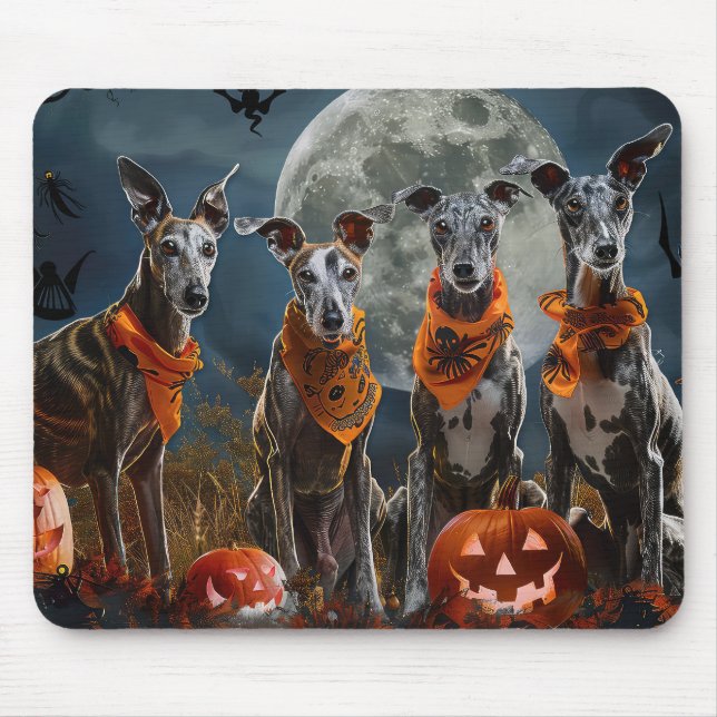 Tapis De Souris Greyhound Halloween Éffrayant (Devant)
