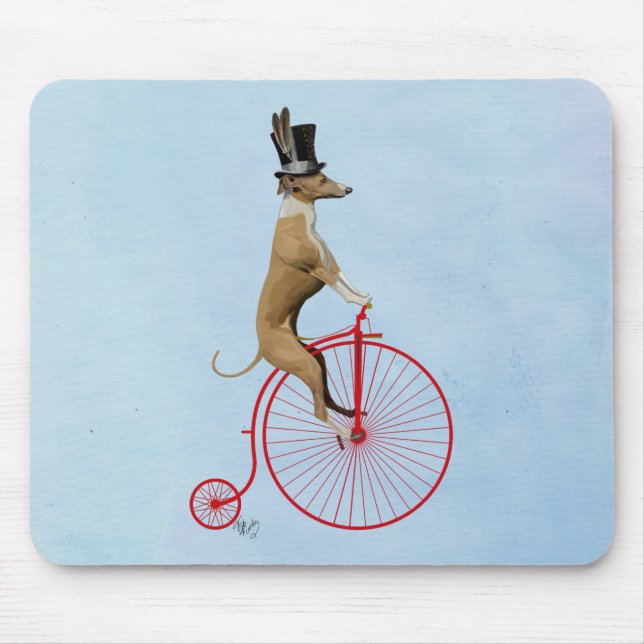 Tapis De Souris Greyhound sur Red Penny Farthing (Devant)
