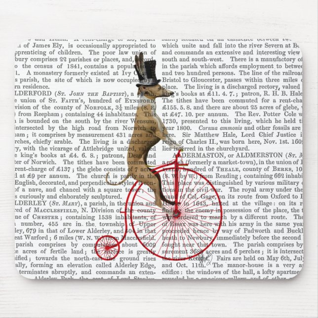 Tapis De Souris Greyhound sur Red Penny Farthing Bike (Devant)