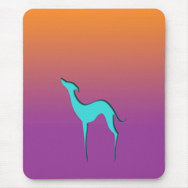 Tapis De Souris Greyhound Whippet chien bleu orange violet ombre (Devant)