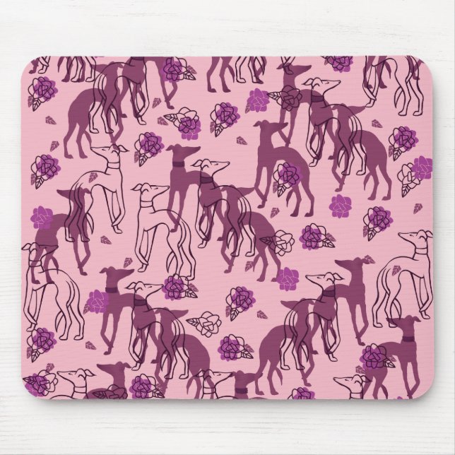 Tapis De Souris Greyhounds Garden Art Greyhound Rose (Devant)