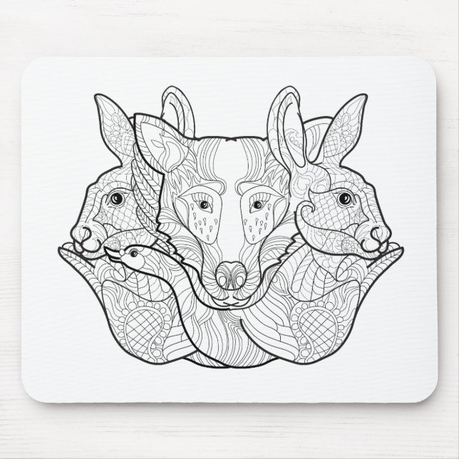 Tapis De Souris Griffonnage animal de groupe (Devant)