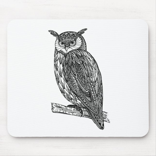 Tapis De Souris Griffonnage animal de hibou de totem sauvage (Devant)