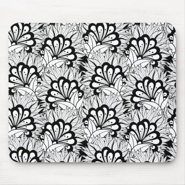 Tapis De Souris Griffonnage de motif de fleur (Devant)