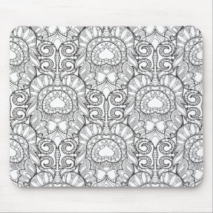 Tapis De Souris Griffonnage de motif de plume de paon