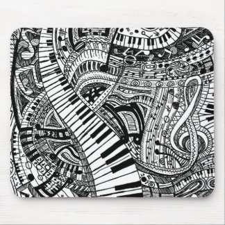Tapis De Souris Griffonnage de musique classique avec le clavier