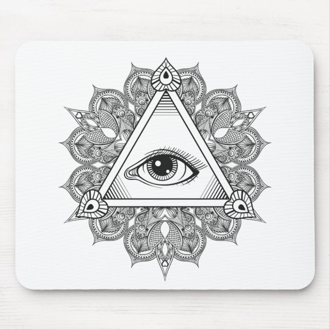 Tapis De Souris Griffonnage de symbole de pyramide d'oeil (Devant)
