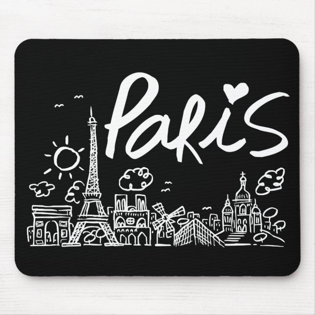 Tapis De Souris Griffonnage de ville de Paris (Devant)