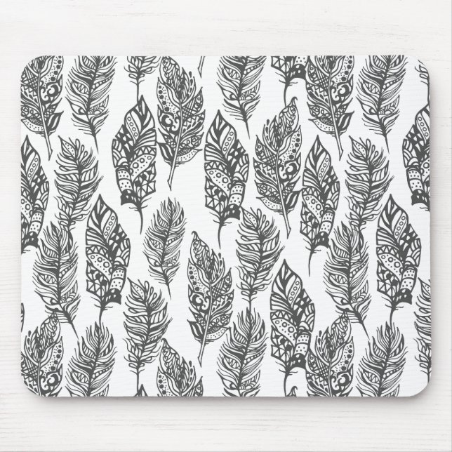 Tapis De Souris Griffonnage doux de plumes (Devant)