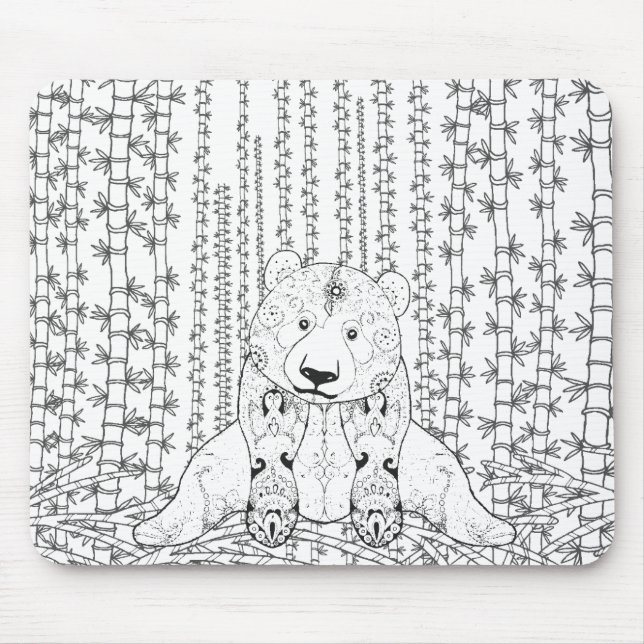 Tapis De Souris Griffonnage en bambou de panda (Devant)