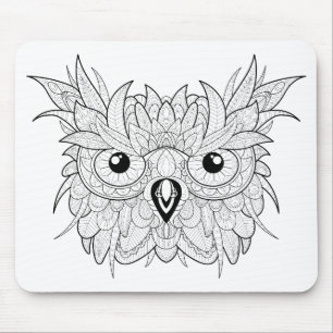 Tapis De Souris Griffonnage mignon de portrait de hibou