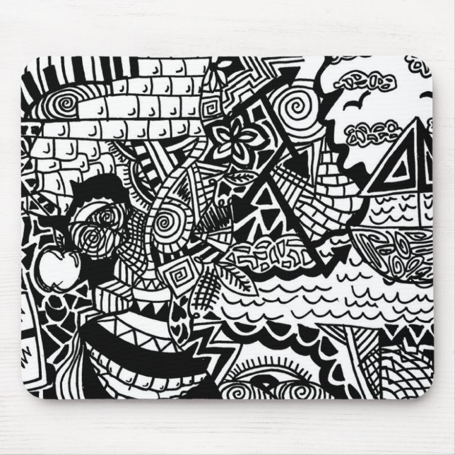Tapis De Souris Griffonnage Mousepad d'océan de jungle (Devant)
